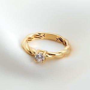 14k Gold Twisted Engagement Ring, Diamond Twist Band, Diamond Promise Ring, Diamond Twisted Ring, Stackable Ring, Minimalist Ring for Women