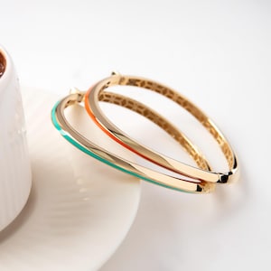 14k Solid Gold Enamel Bangle Bracelet, Colorful Stackable Gold Bracelet, Colorful Gold Bangle, Modern Stacking Bangle, Jewelry for Women