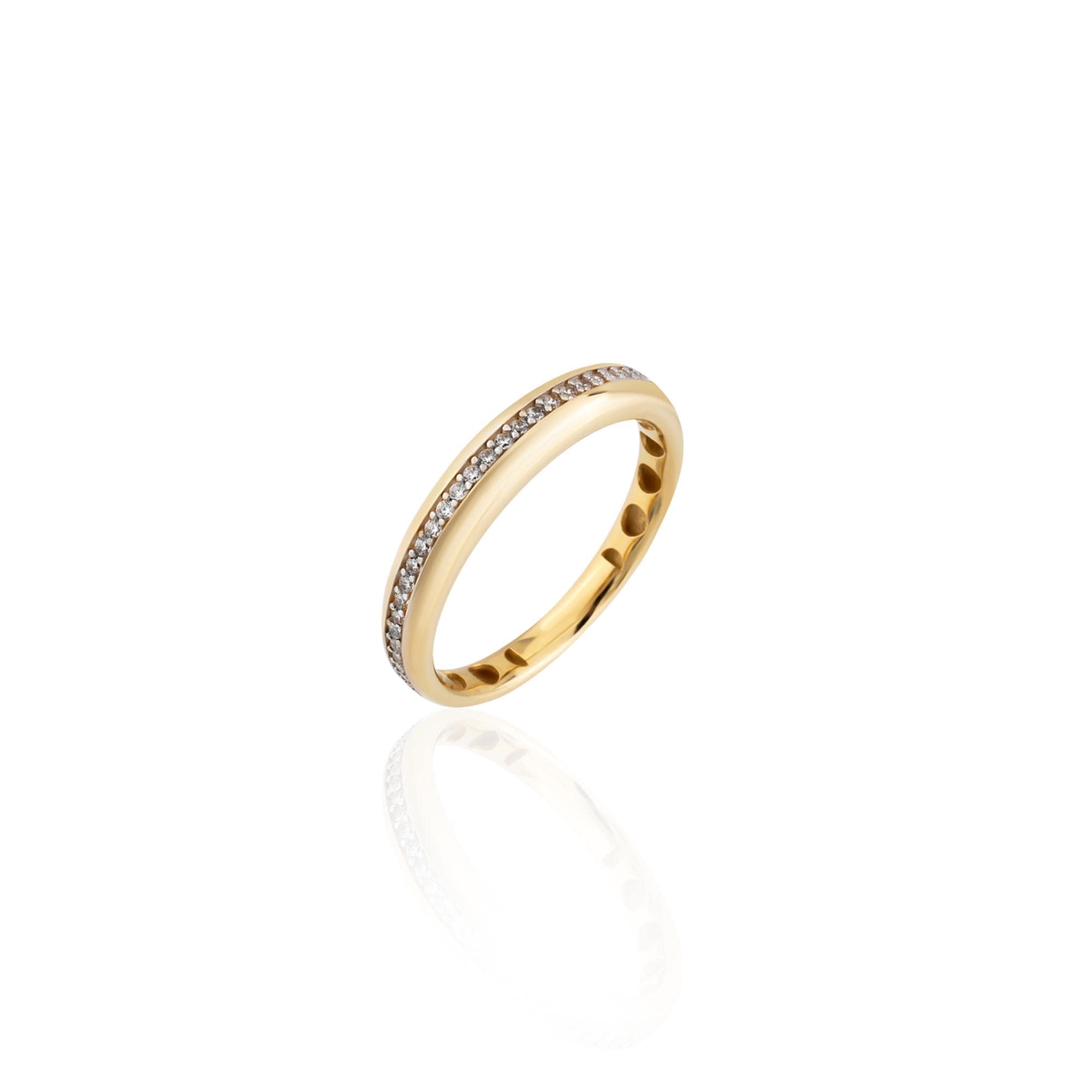 14k Gold Micro Pave Ring, Thin Diamond Band, 14k Solid Gold