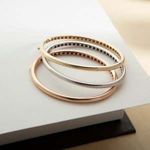 14k Gold Bangle, Stacking Layering Gold Cuff Bangle Bracelet for Women, Classic Gold Bangle, Plain Gold Bangle Bracelet, Simple Gold Bangle