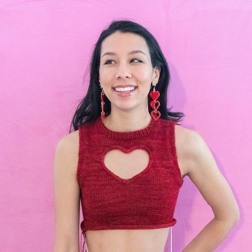 トップス theredthered S open knit tops heart Heartless Top Knitting Pattern - Etsy