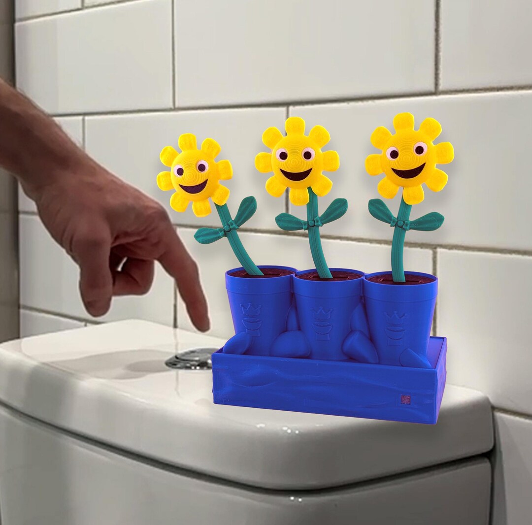 Toilet Flush Motion Sensor Topper – Dancing Daisies Bathroom Gadget for ...