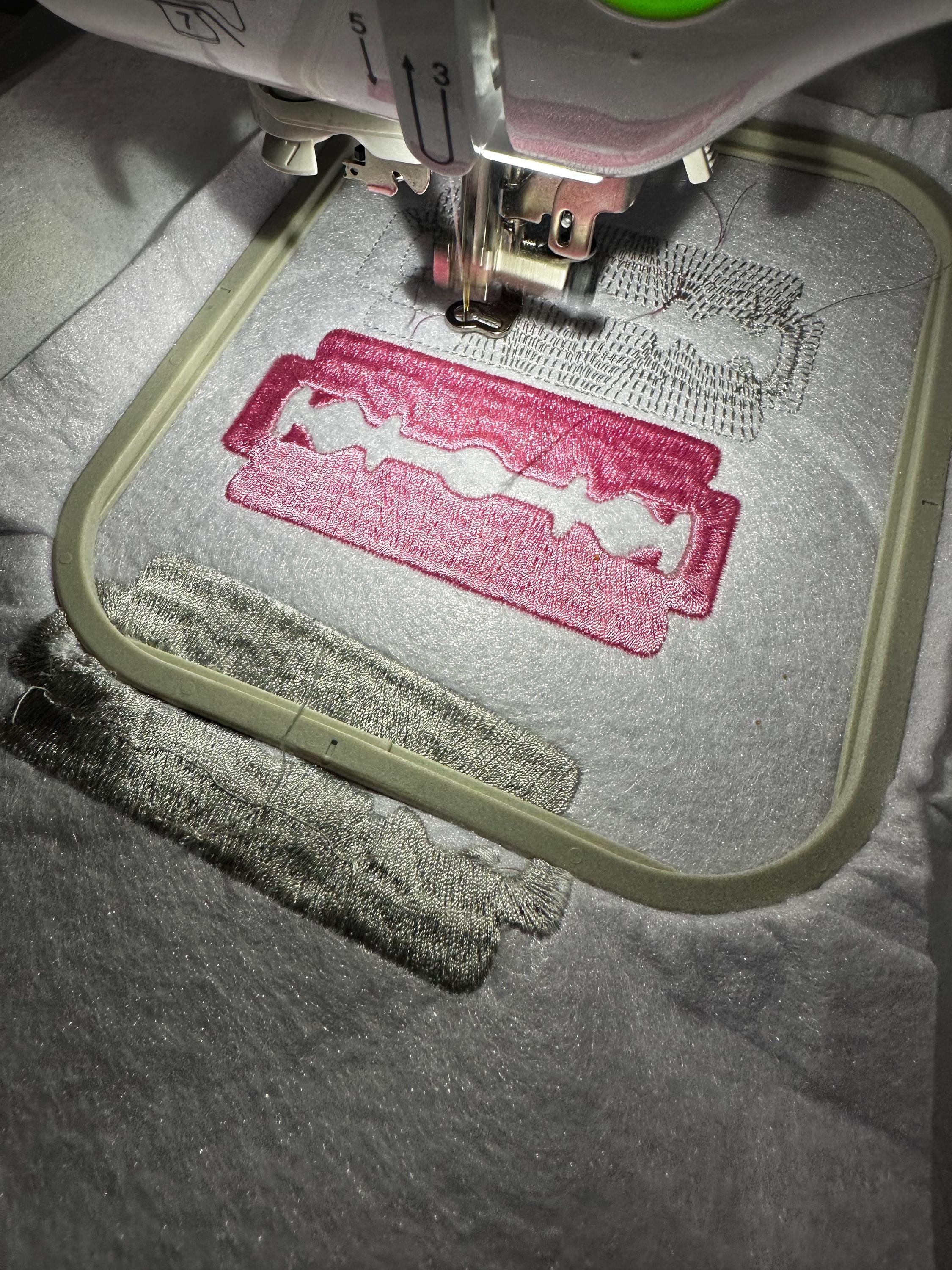 Razor Embroidered Patch: Pink Emo Kawaii Applique (2x3.5 Inch) - Etsy