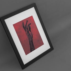 Red Hand Reach - Stylized Black Drawn Hand Illustration - Etsy