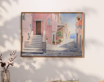 Retro European Print, Pastel Pink Wall Art, Large Aesthetic Gallery Wall, Vintage Painting Print, Apartment Decor, Digital Download