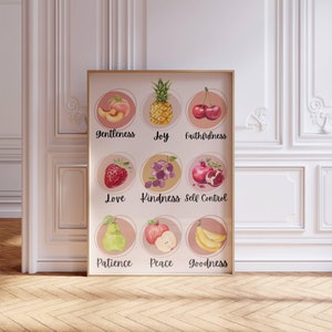 Fruit of the Spirit Wall Art, Retro Christian Print, Scripture Poster, Christian Home Decor, Bible Verse Art, God Fruit Digital Download