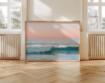 Beachy Wall Art Coastal Printable Wall Art Large Art Beach Print Surf Poster Sunset Coastal Room Instant Digital Download