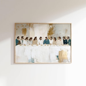 Last Supper Wall Art, Printable Watercolor Jesus Print, Spiritual Bible Art, Minimal Modern Christian Wall Home Decor, Digital Download