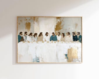 Last Supper Wall Art, Printable Watercolor Jesus Print, Spiritual Bible Art, Minimal Modern Christian Wall Home Decor, Digital Download