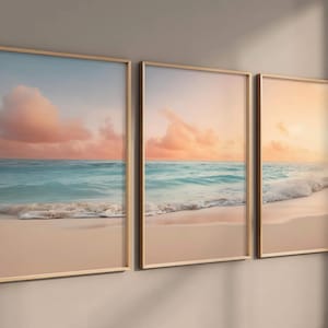 Set of 3 Beach Print, Three Piece Wall Art, Triptych Printable Set, Coastal Landscape Photo, California Coast Bedroom Art, Beach Theme Decor