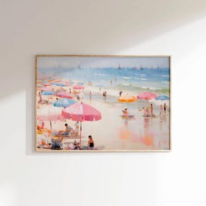 Pink Home Decor, Vintage Beach Print, Abstract Coastal Wall Art, Girly Apartment Decor, Pink Decor, Beachy Gallery Wall, Digital Download