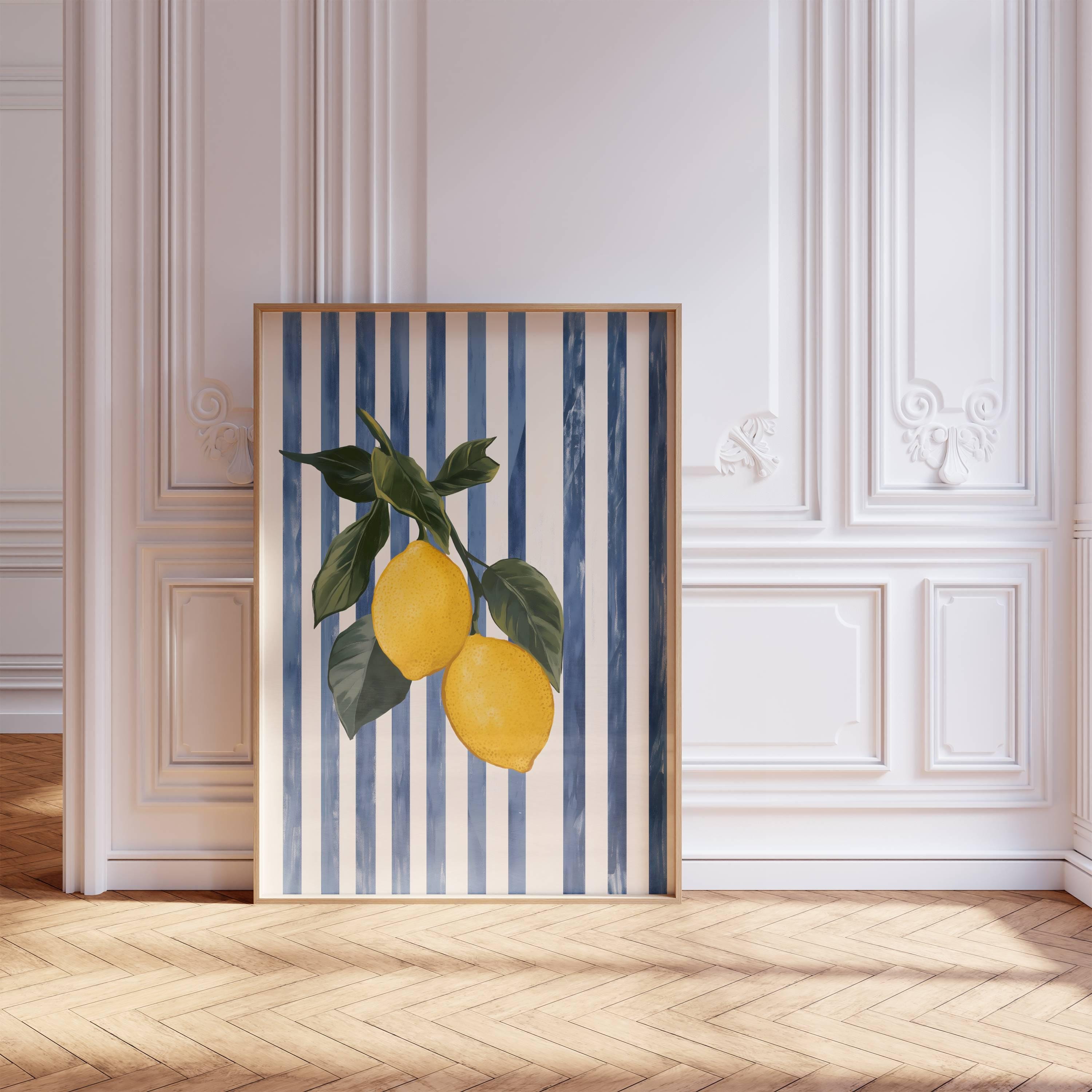 Vintage Lemon Print, Retro Fruit Wall Art, Italian Summer Decor, Lemons ...