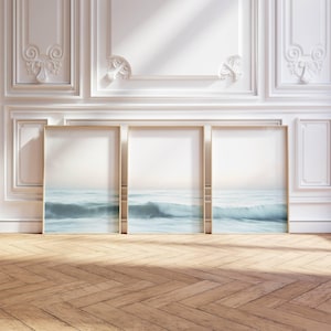 Neutral Coastal Gallery Wall Print Set of 3 Beach Landscape Print Set Ocean Coastal Poster Beach Wall Art Home Decor Digital Download