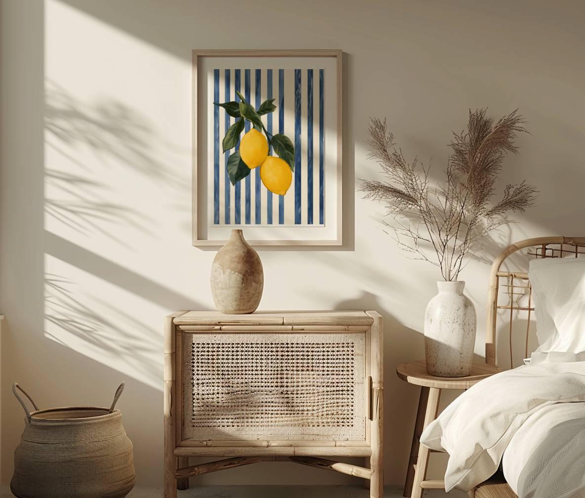 Vintage Lemon Print, Retro Fruit Wall Art, Italian Summer Decor, Lemons ...