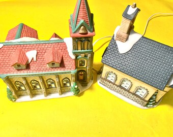 Vintage 1996 Porcelain Christmas Buildings