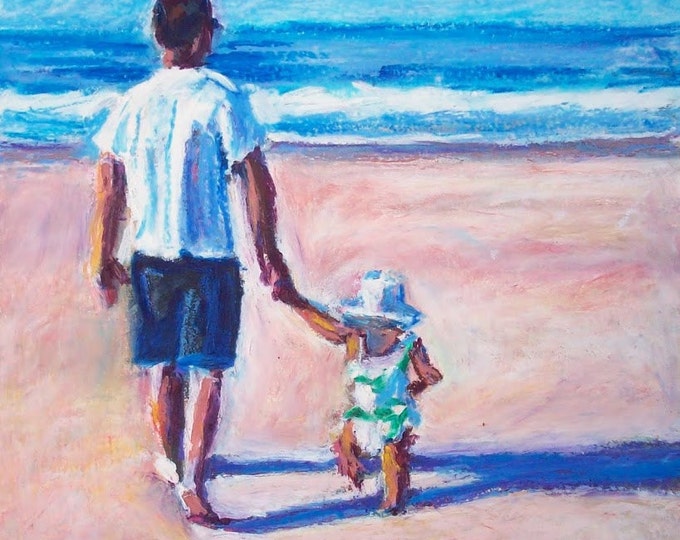 Daddy Daughter Painting 8 X 10 Original Oil Pastel Painting - Etsy