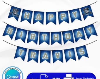 Transformers Banner Flag | Transformers Birthday Banner Printable, Transformers Editable Birthday Decoration for Kids