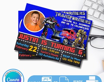 Editable Transformers Birthday Invitation | Transformers Birthday Invitation | Transformers Invitation | Bumble Bee Birthday Party