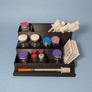 Peptide Insulin Testosterone Vials Syringe IVF Medical Sema Supply Caddy Pen Storage Container Organizer Box, Multiple Colors 3D Printed