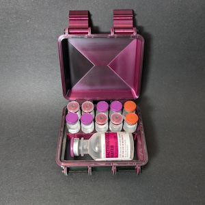 3ml 10 Slot Vial and Bac water Case Peptide Insulin Testosterone Pen Travel Storage Container Organizer Box, Multiple Colors 3D Printed