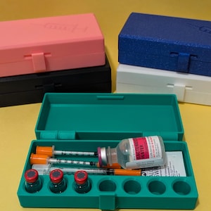 3ml Peptide Insulin Testosterone Vials and Syringe Carrying Travel Case Pen Storage Container Organizer Box, Multiple Colors 3D Printed