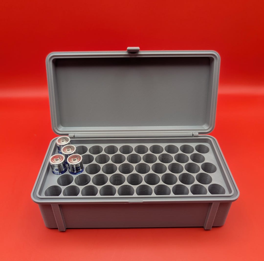 Rugged AA 48 Slot Battery Holder | Battery Box Organizer Container ...