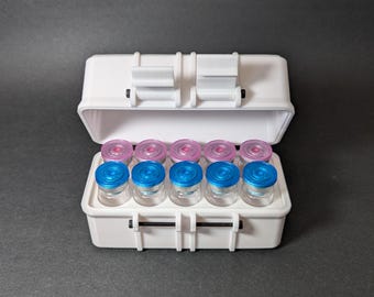 10ml 10 Slot Peptide Insulin Testosterone Vial Storage Container Organizer Box for Fridge, Freezer, Travel, Shipping Multiple Colors