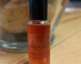 Magical Imbuing Oil - Protection, Love, Spell Booster - Dragon's Blood, Frankincense & Myrrh resin infused in Organic Jojoba oil