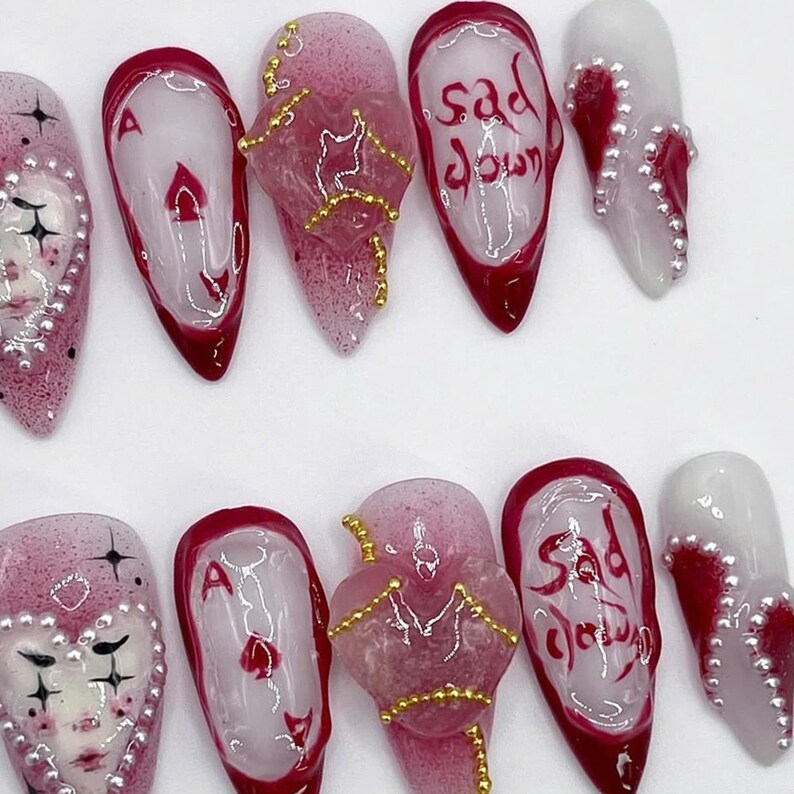 Cartoon Nails, Kawaii Nails, Pastel Nails, Unique Nails, Character Nails, Handmade Nails, Custom Nails, Fantasy Nails, Colorful Nails, Star Nails, 3D Charm Nails, Cute Nails, Artistic Nails, Clown Nail Set, Press On Nails, Fake Nails