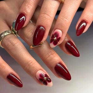 Red Aura Press-On Nails, Trendy Glue On Nails, custom press on nails, Faux Acrylic Nails, Red Nails, Perfect for Gifting or Everyday Glam.
