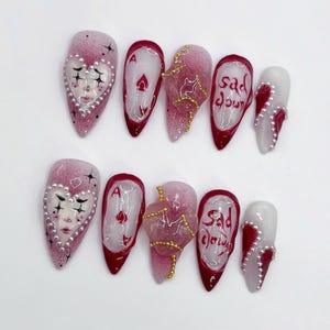 Cartoon Nails, Kawaii Nails, Pastel Nails, Unique Nails, Character Nails, Handmade Nails, Custom Nails, Fantasy Nails, Colorful Nails, Star Nails, 3D Charm Nails, Cute Nails, Artistic Nails, Clown Nail Set, Press On Nails, Fake Nails