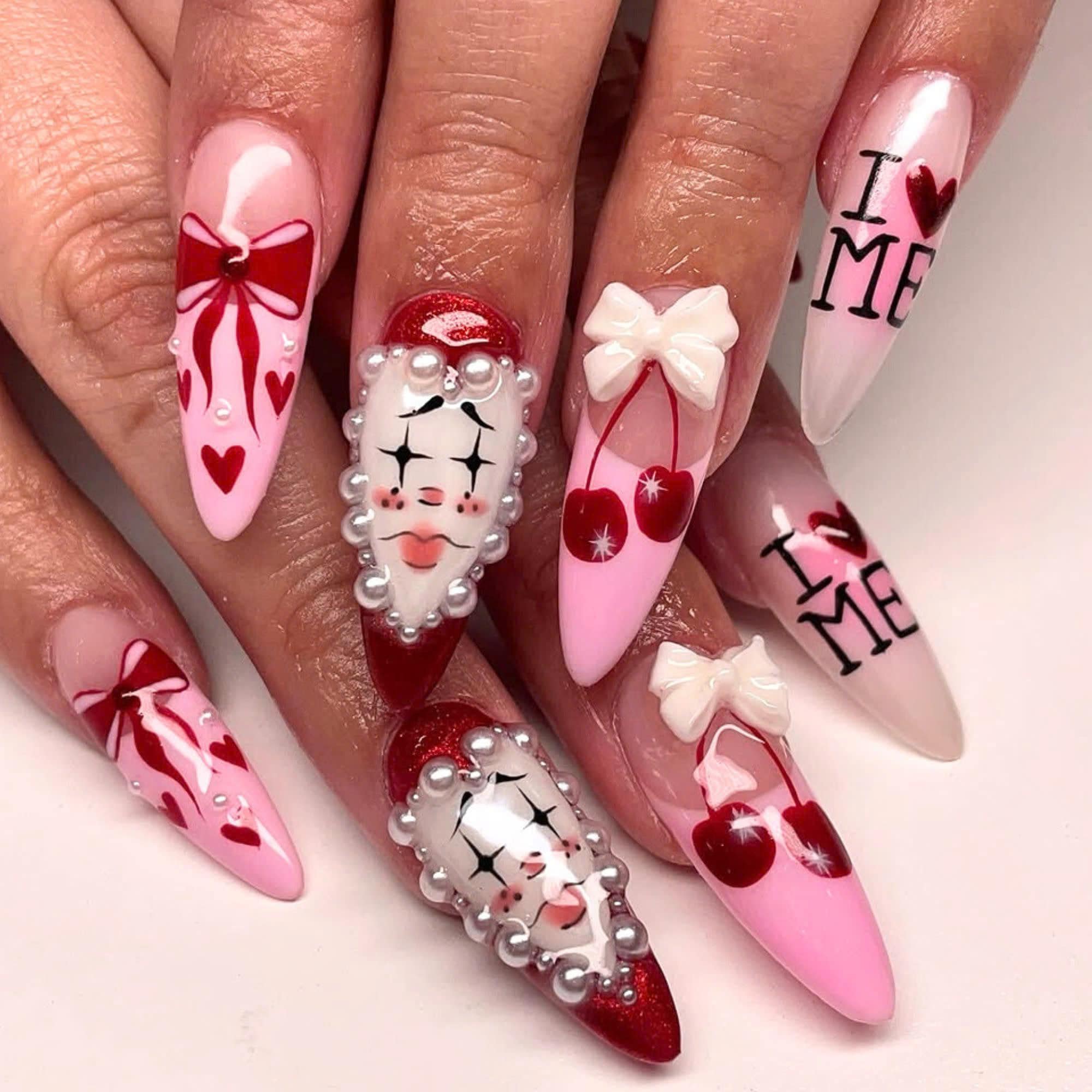 Lovely Clown Inspired Press on Nails, Handmade Unique Stiletto