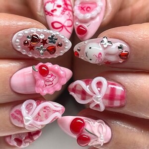 kiss me, glitter nails, birthday nails, gift for her, hand-painted nail glue, Valentine nails, Valentine nail set, valentines nails press on nails, nail art, nails, heart nails, fake nails, coffin nails, glue on nails, handmade nail art