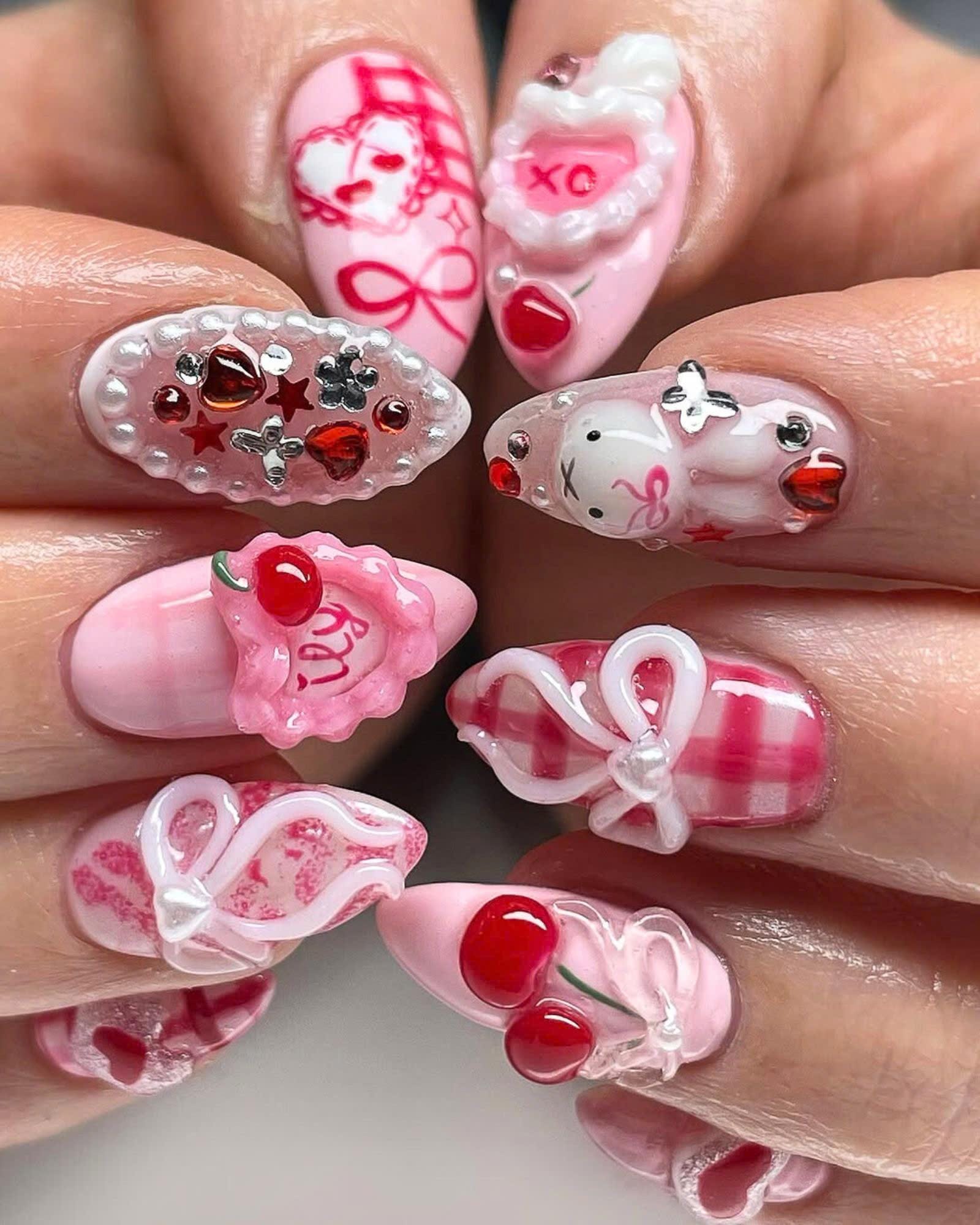 ユニークな「I LOVE YOU」ネイルセット、ピンクのバレンタイン用プレス