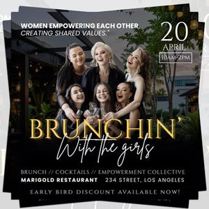 DIY Sunday Brunch Flyer, Brunch Invite, Sunday Brunch Social Media Post, Brunch DIY Template, Canva Flyer, Brunch invitation, Mimosas flyer