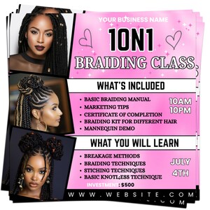 Editable Braids flyer, Braids booking Flyer, Braids Specials, Braid Flyer, Hair install Flyer, Hair Flyer, Social Media Flyer. DIY Wig