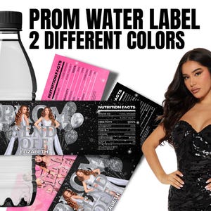 Prom Water Bottle Labels, Silver Prom Send-off Water Bottle Label, Prom Party, Prom Printable Labels, Glam Prom Party, Instant download