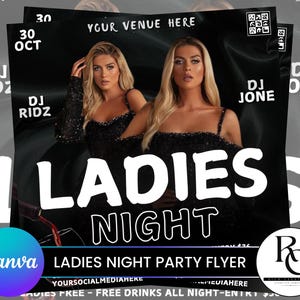 Ladies Night Party Flyer, Premade Flyer Template, Event Flyer, Night Club Flyer, Custom Digital Flyer Design, Canva Template, Download