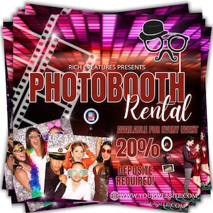 360 Photo Booth Verleih Flyer | DIY Event Fotografie Verleih Party Feier Photobooth Social Media Instagram Bearbeitbare Canva Vorlage Flyer