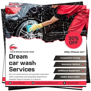 Car Wash Flyer, Car Detailing Flyer, Automotive Services Flyer, Social Media Flyer, Premade Business Flyer Design, DIY Flyer Template Design