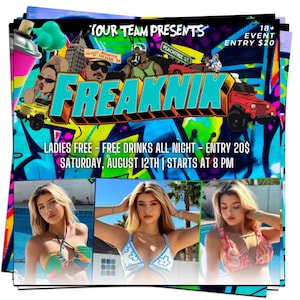 Freaknik Party Flyer, Freaknik Party Invite, Nightclub Flyer, Pool Mansion Party, Summer Party Flyer, Splash Alt, Canva Editable Template