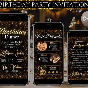 Digital Birthday Dinner invitation, Birthday Dinner, Digital Birthday Party Invite, Editable Template, Text, Birthday Party, text evite invi
