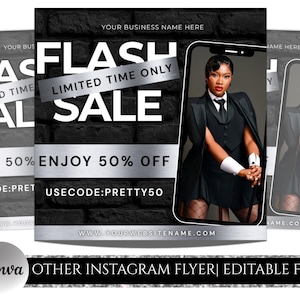 Editable DIY Flash Sale Flyer - Social Media Business Sale Content . Canva Editable