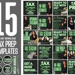 15 Tax Prep Bundle, Tax Prep Flyer, Tax Prep Instagram, Tax Flyer Template, Preparation Flyers, Tax Prep Template, Tax Preparation, Tax