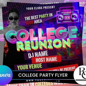 College Party Flyer, Premade Flyer Template, Event Flyer, Night Club Flyer, Custom Digital Flyer Design, Canva Editable Template, Download