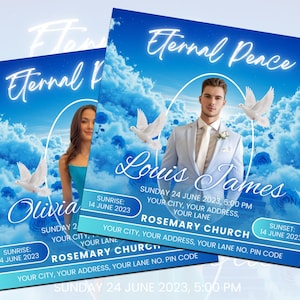 Memorial Funeral Announcement Flyer, Funeral Announcement Template, Funeral Invite Invitation, Rest In Peace Editable Flyer Editable Custom