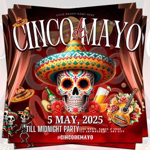 Cinco De Mayo Flyer, Club Flyer Template para Canva, Diy Event Flyer, Party Flyer, Mexican Party Flyer, Diy Cinco De Mayo, Canva Template