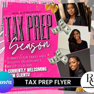Tax Preparation Flyer, DIY Flyer Template Design, Tax Prep Flyer, Income Tax Preparer Flyer, Premade Tax Season Accounting Services Flyer