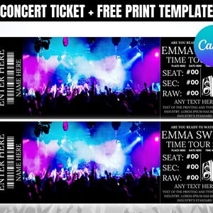 Concert Ticket, Ticket 2024, Memorabilia Concert, Personalized Music Concert Show Ticket, Show Reveal, Printable, Editable, Digital Download