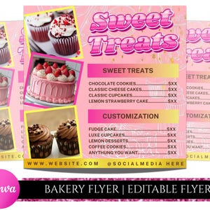 Bakery Flyer Editable Canva Template , Sweet Treats Flyer, Bake Sale Flyer, Bake Shop Flyer, Pastry Flyer, Cake Business Flyer Canva Design